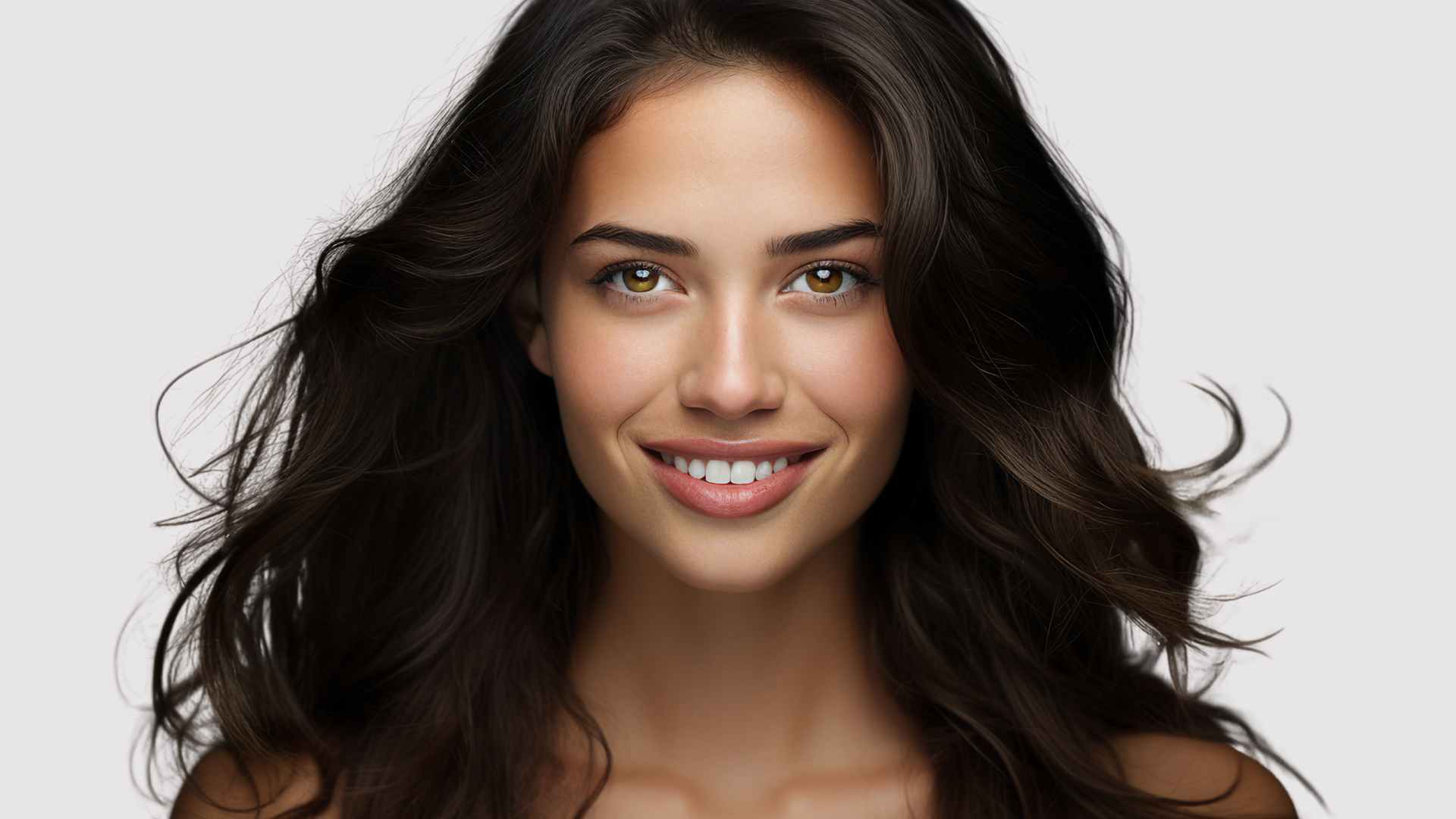 Best Deep Hair Conditioner - Smiling model with long dark brown hair