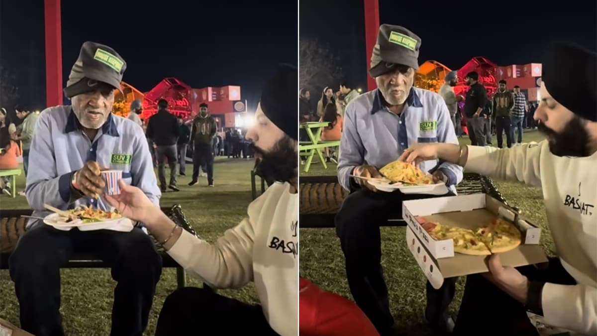 Man Shares Pizza With An Elderly Cleaner At Event, Internet Impressed