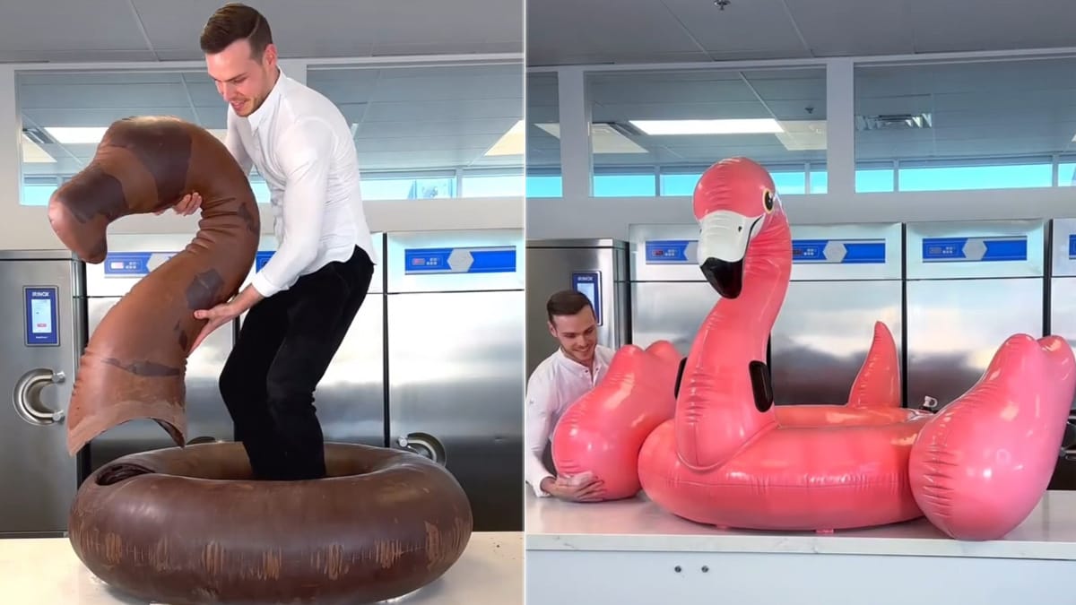 "Looks Too Real" - Giant Flamingo Floatie Made Entirely Of Chocolate Wows Internet