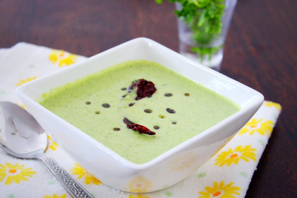 Kottambari Tambuli Recipe - Udupi Style Raw Coriander Kadhi