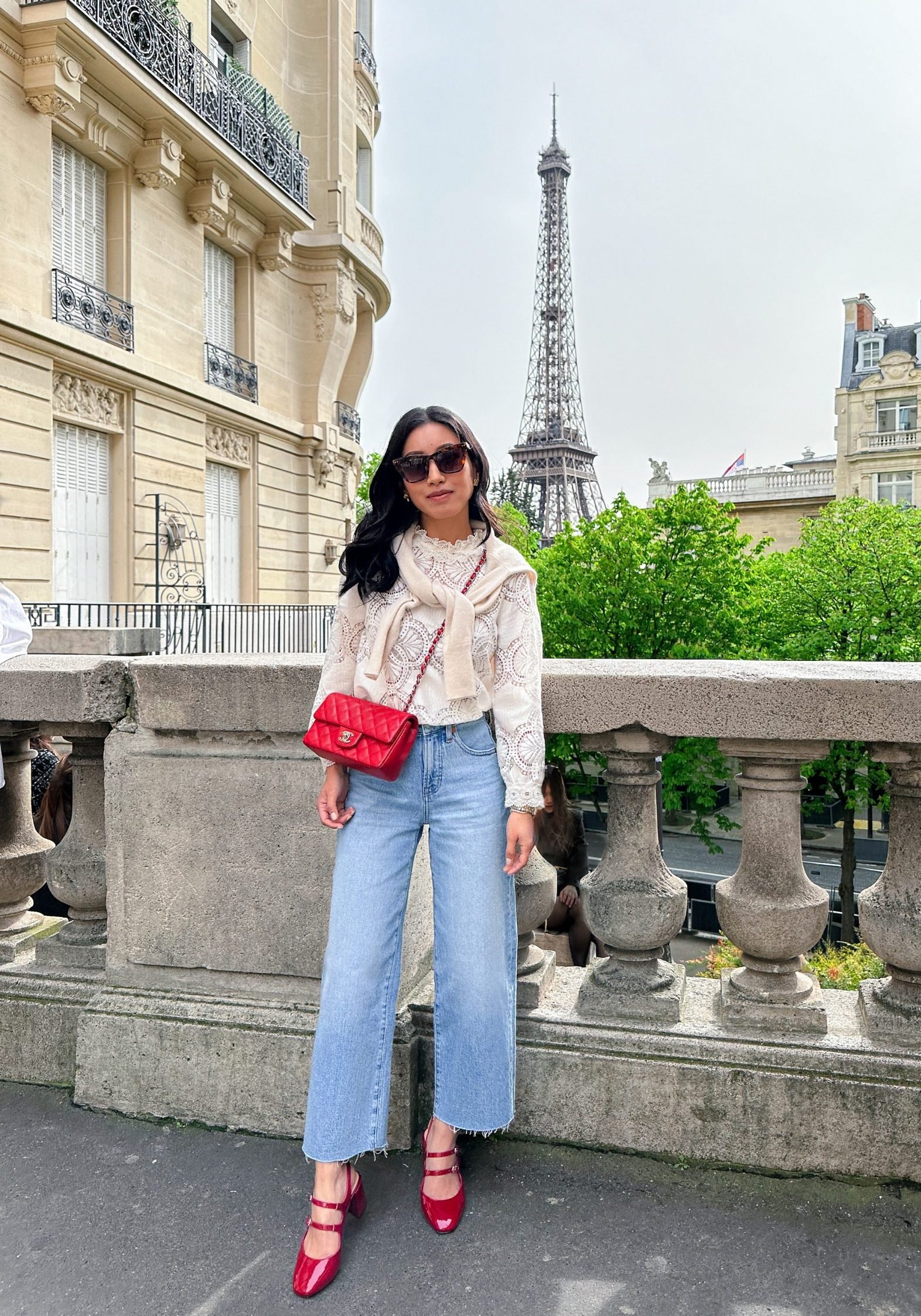 sezane bianca madewell wide petite jeans red chanel mini flap