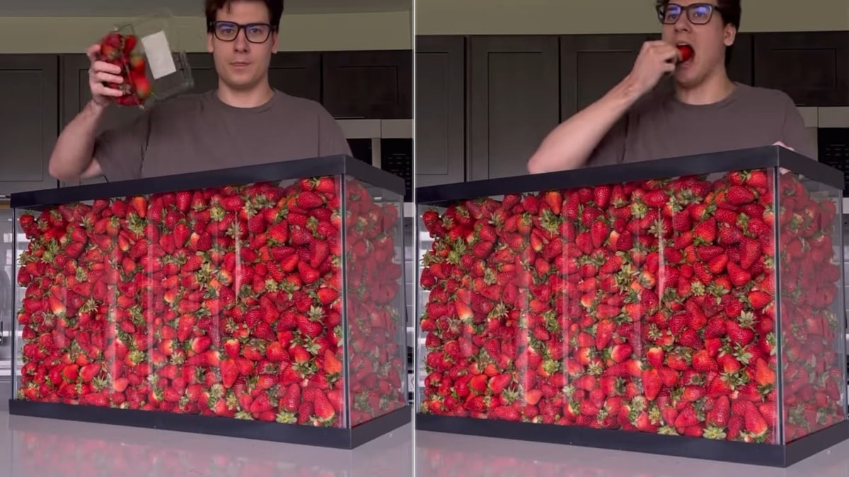 Man Attempts To Eat "100 Litres" Of Strawberries, Internet Calls Him "Guy From Math Problems"