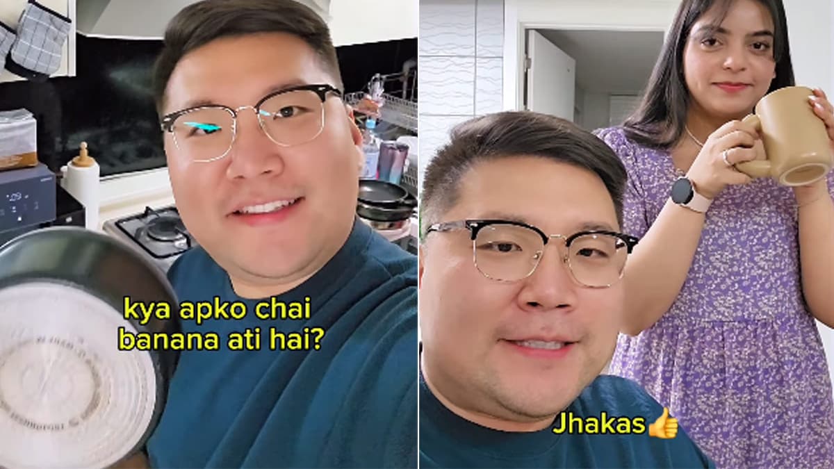 Viral Video: Korean Husband Nails Hindi While Making Chai, Internet Is In Love